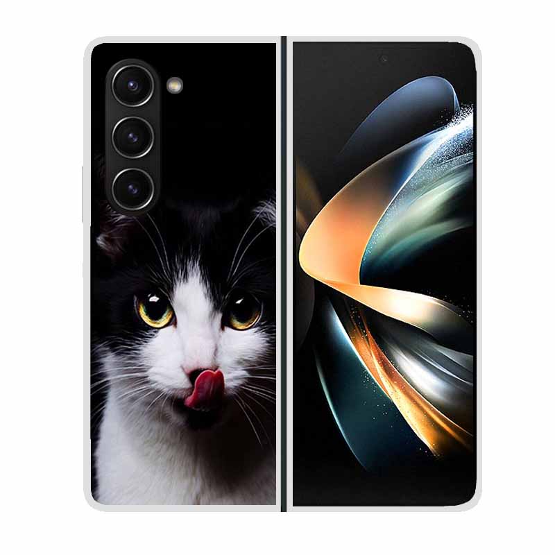 Для Samsung Galaxy Z Fold 2 3 4 5 Чехол для телефона Ударопрочный Жесткий Пластик Capa Милые Кошки Собаки Coque Защитный Прозрачный Прозрачный Capa