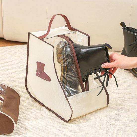 1/2Pcs Shoe Storage Bags with Handle Zipper Closure Transparent Visual Design Waterproof Dustproof