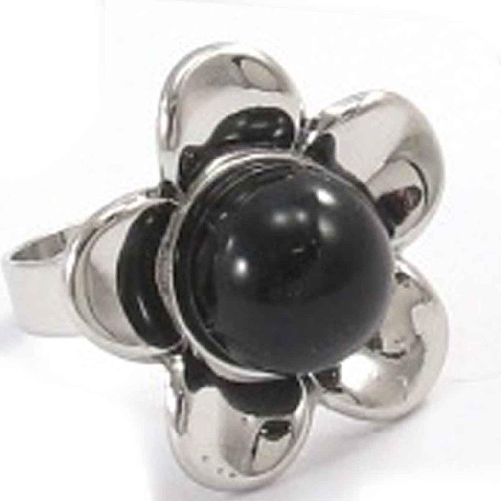 Les Trésors De Lily [J8035] - Дизайнерское кольцо "Флора" черное серебро