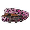 Dog Buckle Belt Leopard Print Western Rhinestone Belt Personalized Denim Rivet Jeans Trousers Belt