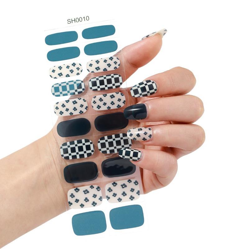 Gel Nail Sticker 20 Nail Semi-curing Lamp Nail Sticker Hardens Waterproof Full Sticker Fluorescent