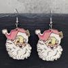 Серьги из дерева «Голова быка ковбоя с Запада в шапке Санты» - Коллекция европейских и американских рождественских украшений