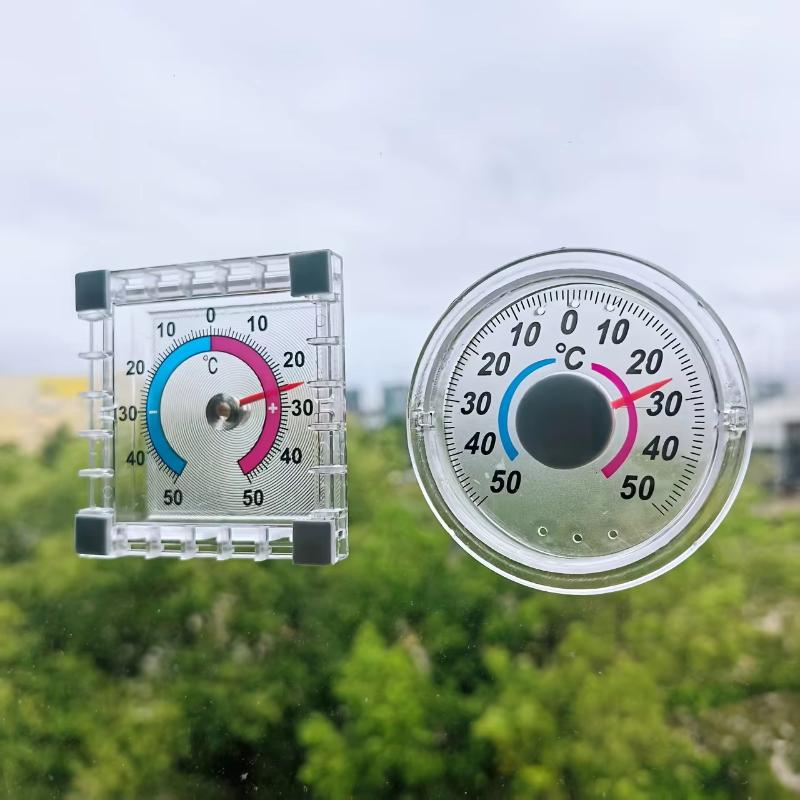 No Battery Analog Dial Thermometer Clear Display -50℃ to 50℃ Wall Window Mount for Indoor Outdoor Poolside