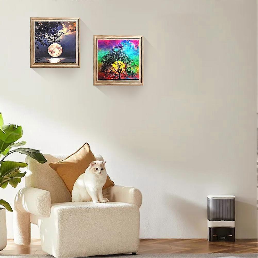 5D Diamond Painting Scenery Moon Round Drill Full Drill Inverted Tree Diy Cross Stitch Tree Inverted Decoration Painting 30*30 In Stock