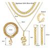 5PCS Necklaces For Women Sexy Accessories Jewelry Trend Snake Jewelry Wedding Ring Earrings Bracelet And Necklace Set