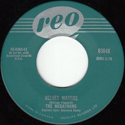 7-дюймовая пластинка MEGATRONS - Velvet Waters 8364X REO 1959 Канада Джаз Б/У