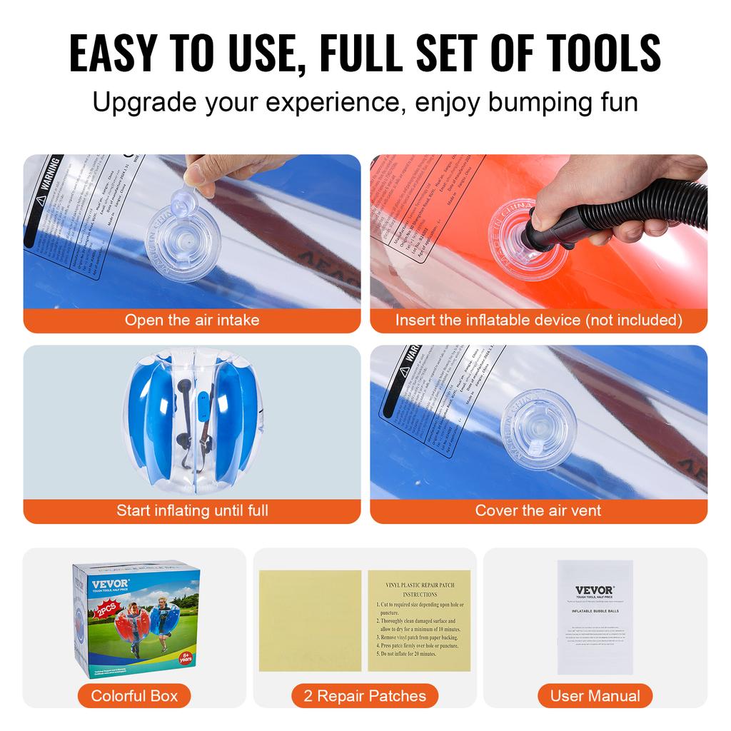 SucceBuy 2 шт. 2/3 фута Надувные бамперные шары Боди Сумо Зорб-шары для детей и подростков Прочные ПВХ Шары-пузыри для человека-хомяка