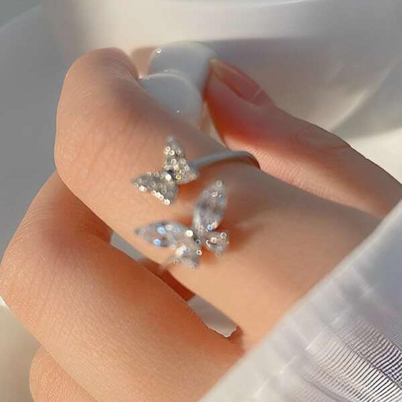 Регулируемое кольцо с открывающейся бабочкой, маленькое свежее одинарное кольцо для женщин, модные и популярные аксессуары