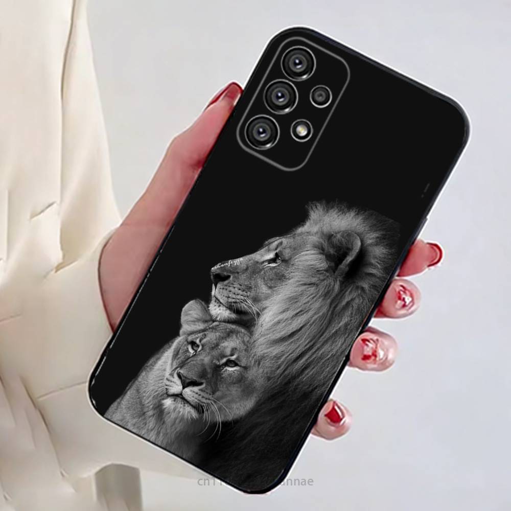 Чехол для телефона с рисунком льва для Samsung Galaxy A13, 21s, 22, 31, 32, 52, 53, 71, 80, A91, мягкий черный корпус