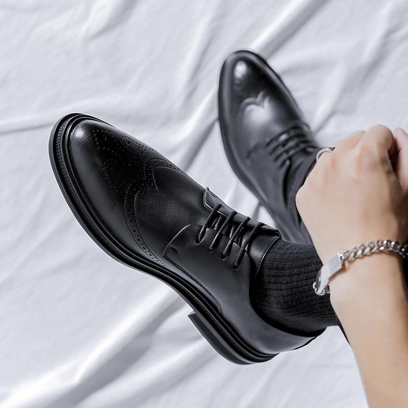 Новые мужские кожаные туфли, черные, повседневные, деловые, трендовые, британские, мужские туфли 7667-R