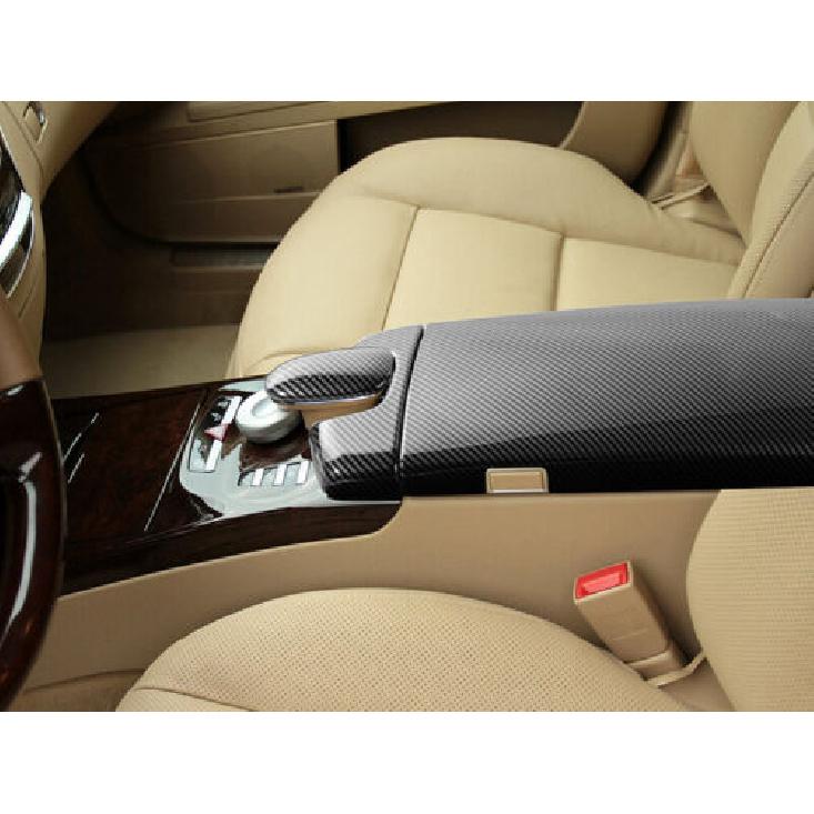 Glossy ABS Carbon Fiber Style Car Armrest Box Cover For Benz S Class W221 08-12