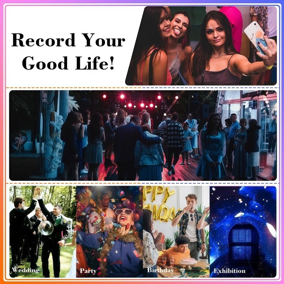 Interactive Full Metal 360 Instant Print Photo Booth Touch Screen LED Ambient Light Party Supporting SLR Smartphones iPad Camera