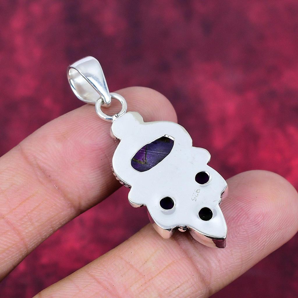 Подвеска из фиолетовой меди и бирюзы, ювелирные изделия из стерлингового серебра 925 пробы, подвеска из драгоценных камней, подарок для ее изысканных ювелирных изделий ручной работы