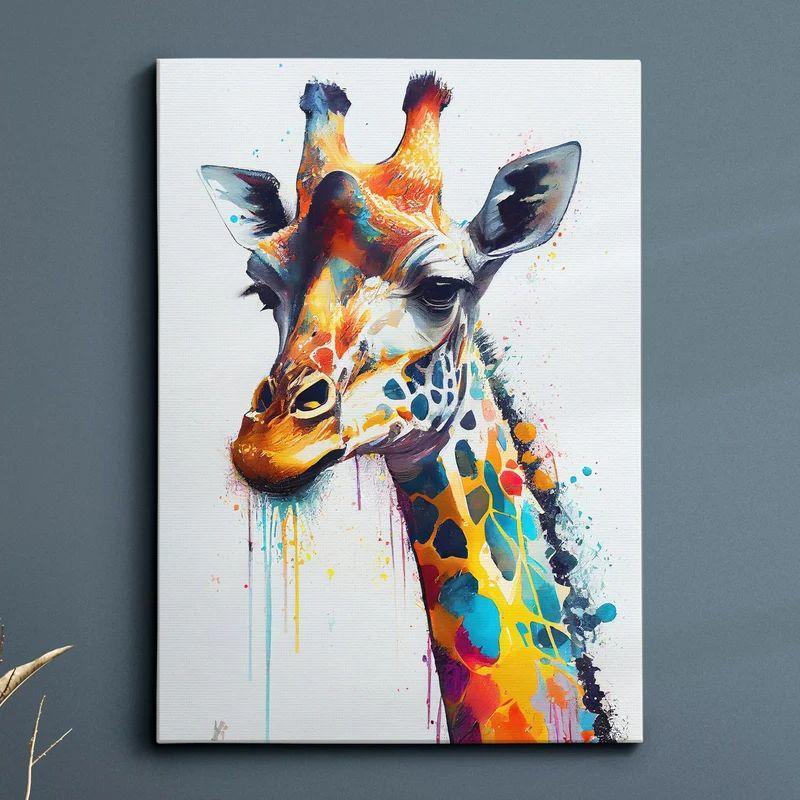 Tapestry colorful giraffe head abstract oil painting
