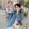 Trendy Street Style Floral Cotton Bento Bag Cute Canvas Lunch Tote For Women