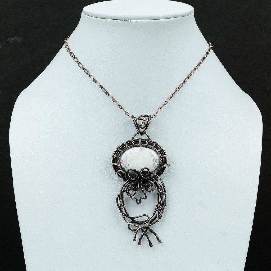 Кулон из драгоценного камня Хаулит, обернутый медной проволокой, потрясающий медный кулон, ювелирные изделия из Хаулита ручной работы, подарок для мамы, потрясающий кулон из проволоки