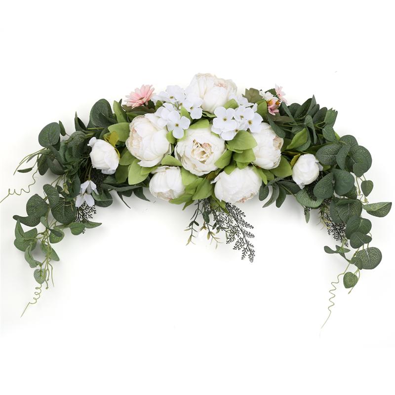 Artificial Flowers Peony Wreath Handmade Garland for Mirror Home Wedding Party Door Lintel Decoration KTY