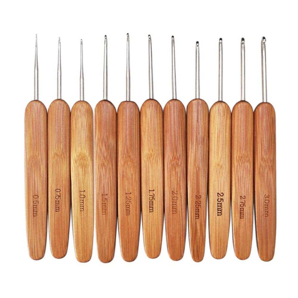 Small Size Crochet Hooks Bamboo Wooden Crocheting Needles Handicraft Crocheting Hooks Sweater