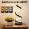 USB Plug in Creative Spiral LED Night Light Dimmable 3 Colors Adjustable для гостиной, офиса, стола, спальни, прикроватного декора