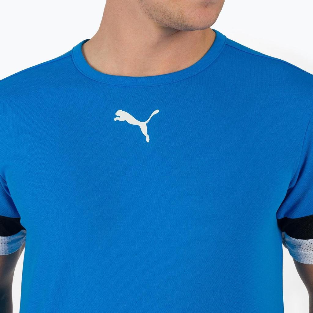 Puma Teamrise Breathable Logo Print Pullover Round Neck Short Sleeve Football Shirt Men Tops Blue Black 704932-02
