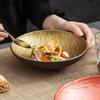 Black Gold Stone Patterned Salad Bowl Restaurant Ceramic Deep Bowl Soup Bowl Sashimi Bowls Dessert Bowls Creative Tableware