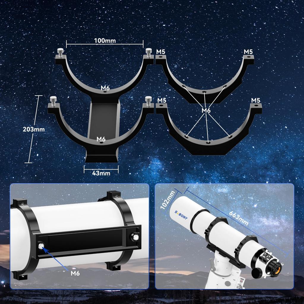 SVBONY SV48P Astronomical Telescope 102mm Large Aperture Tube OTA Refractor Telescope Focal Length 663mm FMC AR Coating Dual Speed Focus for
