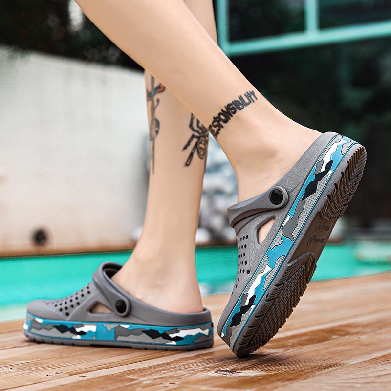 Мужская летняя повседневная обувь с дырочками, нескользящая, легкая, дышащая, мужские сандалии, модная удобная пляжная обувь, тапочки