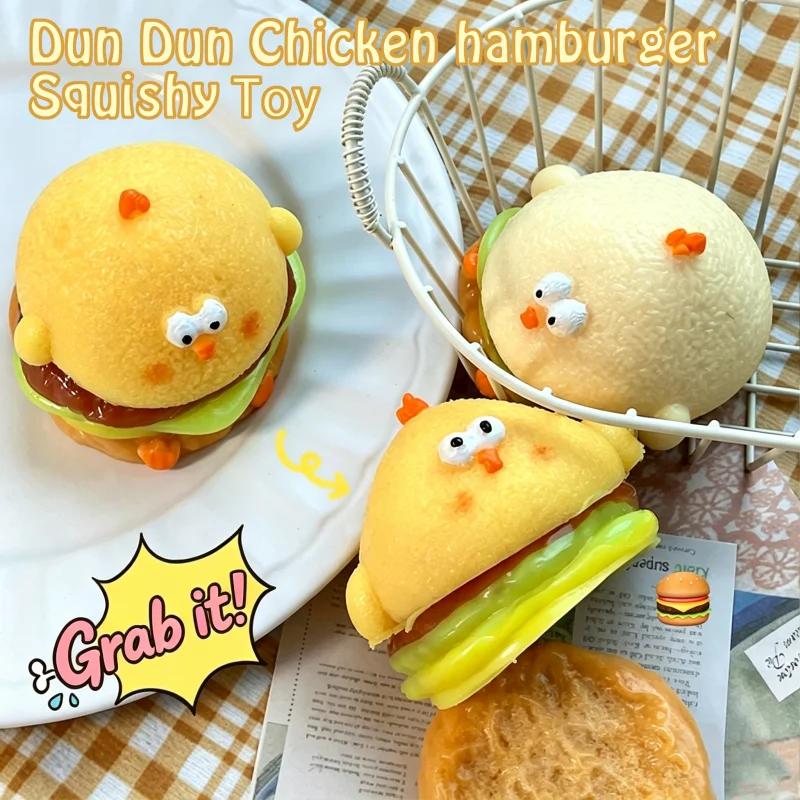 Squishy Toy Reusable Safe For Adult Slow Rising Cute Animal Hamburger Chick Squishy Fidget Anxiety Relief Toy Decoration Gift