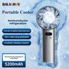 Ice Compress High-speed Cooling Fan Handheld Fans USB Rechargeable Portable Mini Fan LED Digital Display, Travel,Camping,Outdoor