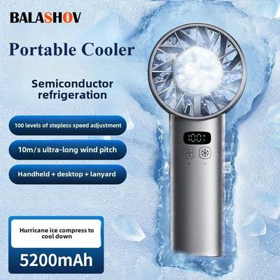 Высокоскоростной охлаждающий вентилятор Ice Compress, портативные вентиляторы, перезаряжаемые через USB, портативный мини-вентилятор, светодиодный цифровой дисплей, для путешествий, кемпинга, отдыха на природе
