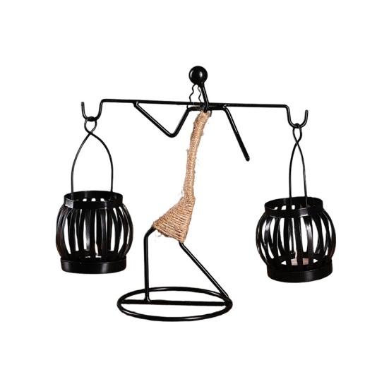 Human Figure Iron Candle Holder Handmade Metal Jute Rope Candlestick Nordic Boho Home Decor for Dining Table Bar Countertop Wedding