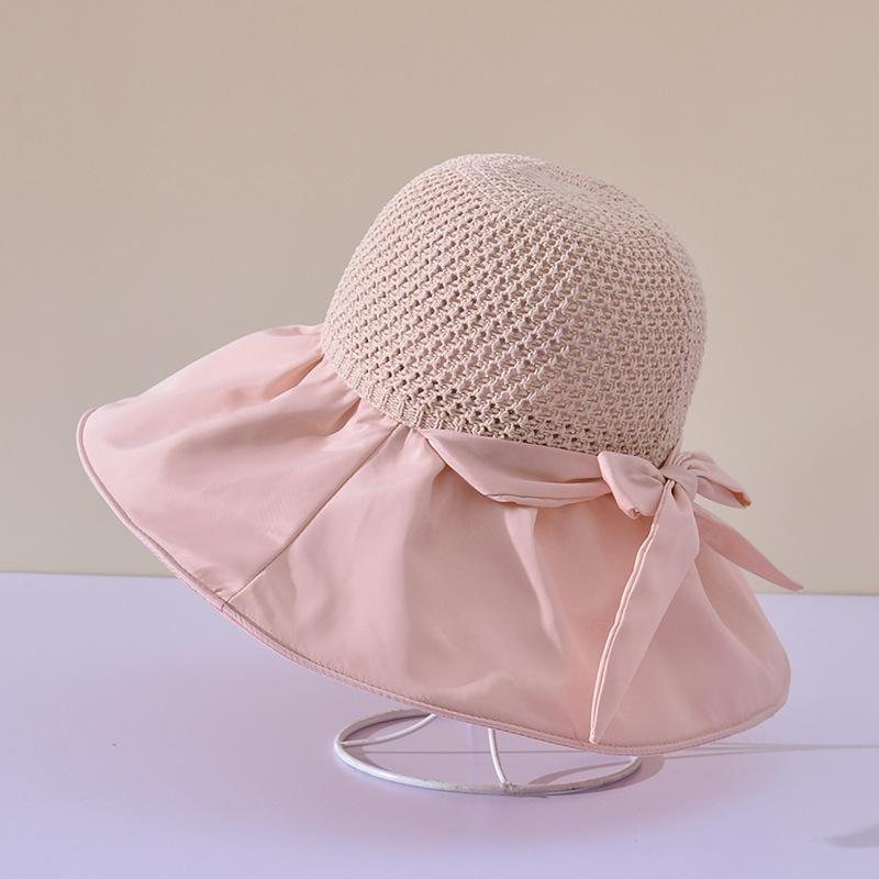 Летняя женская соломенная шляпа с бантом, складная пляжная кепка для женщин, солнцезащитные шляпы с защитой от ультрафиолета, повседневная уличная шляпа-ведро
