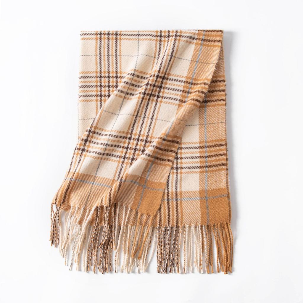 New Scarf for Women High End Autumn and Winter Korean Version Versatile Plaid Thickened Student Couple Imitation Cashmere Scarf