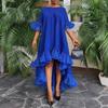 Women's Three-Quarter Sleeve Irregular Hem Holiday Party Dress Lace Patchwork Dresses