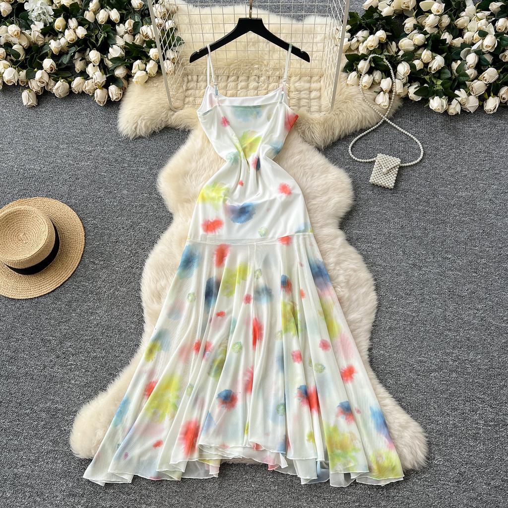 Summer Women Sweet Spaghetti Strap Holiday Beach Long Maxi Slim Bodycon Fishtail Dresses