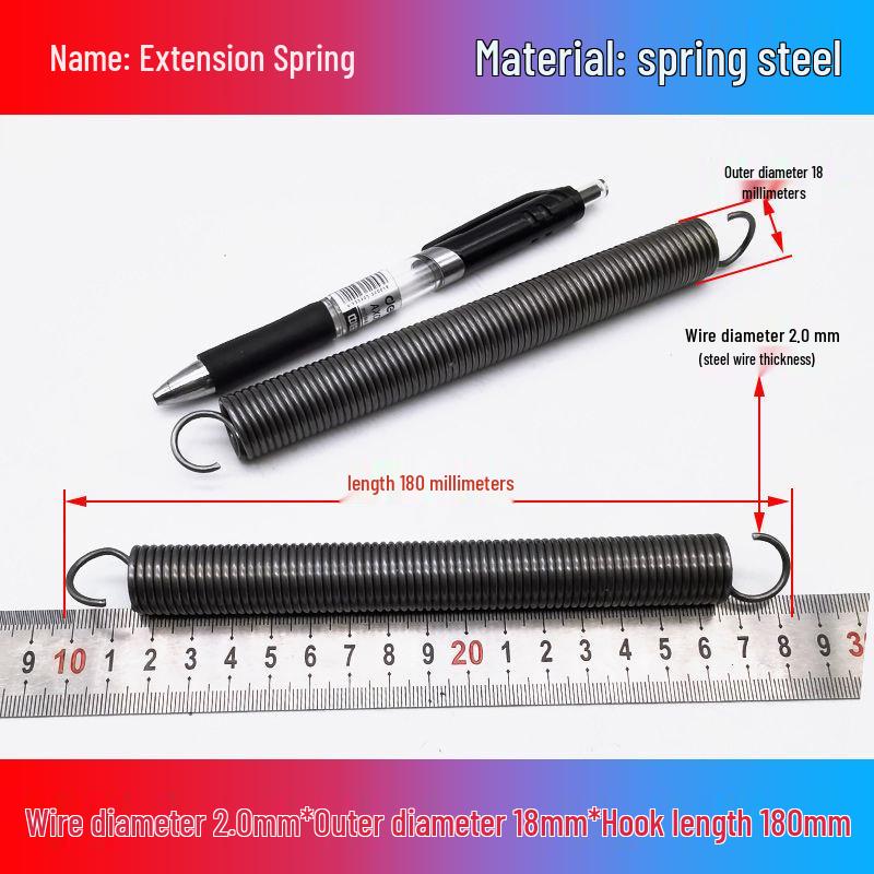 Желтая пружина растяжения из пружинной стали с крюком для удлинителя электрического вилочного погрузчика, наружный диаметр 12-22 мм, проволока 2,0 мм, высокая сила растяжения