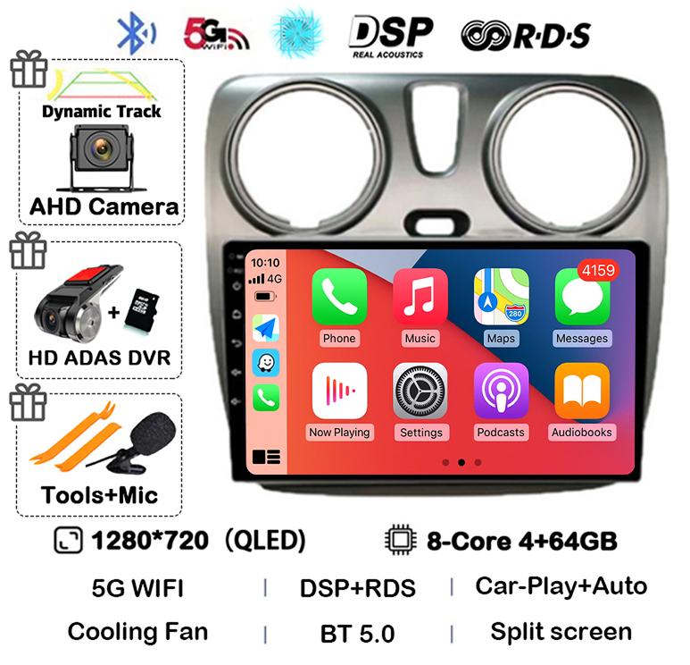 Android 14 Auto Carplay Car Radio для Renault Lodgy Dacia Dokker 2012 - 2020 Мультимедийный видеоплеер Навигация GPS 360 камера