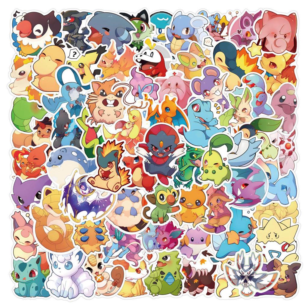100 Листов Милых Наклеек-Граффити Pokemon Q-Версии для Детского DIY Дневника и Настольных Канцелярских Принадлежностей