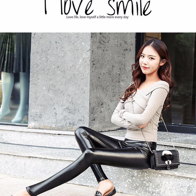 Кожаные брюки, утепленные леггинсы из искусственной кожи большого размера с высокой талией, бархатные теплые брюки с высокой талией, S ~ 3XL