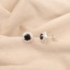 Black Onyx Gemstone 925 Sterling Silver Zircon Stud Earrings0.41" Women Jewelry CZE-8-13