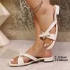 Fashion Elegant Solid White Bowknot Decoration Slip On Sandals Women 2025 Summer Square Low Heels Slides Sweet Party Beach Slippers