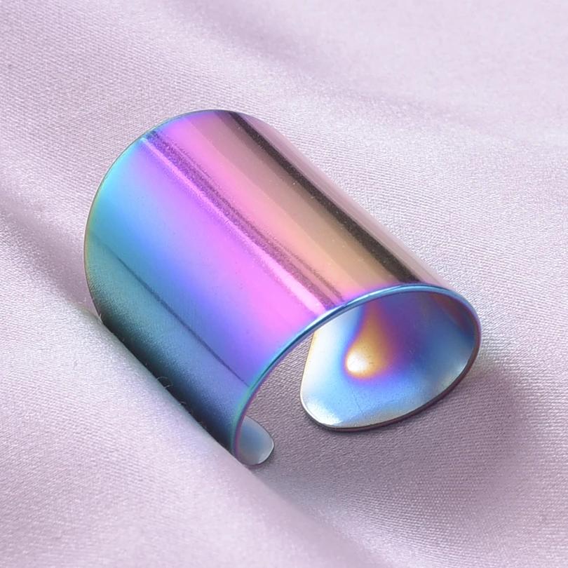 Массивное Неровное Широкое Кольцо Открытое Кольцо из Нержавеющей Стали Для Женщин Мужчин Аксессуары Индийские Украшения Винтажное Кольцо на Палец Bague Femme Подарок