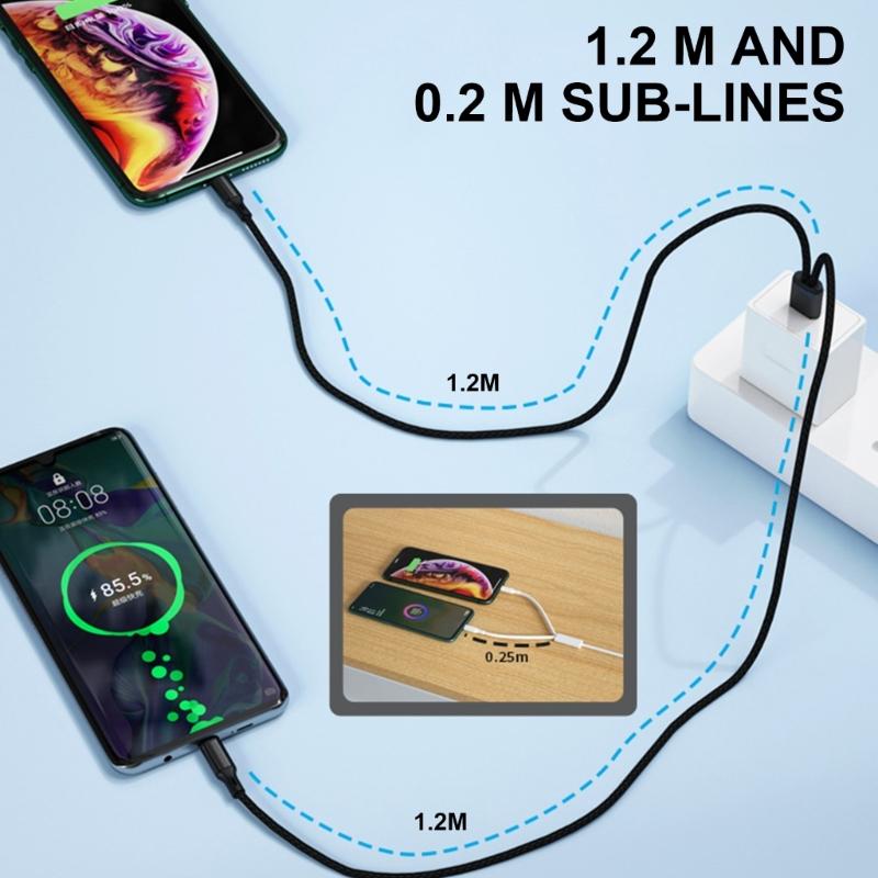 USB C to 2 USB C Splitter Cable Type C Power Cable Nylon Braided, Charge Multiple USB C Gadgets from One USB Source