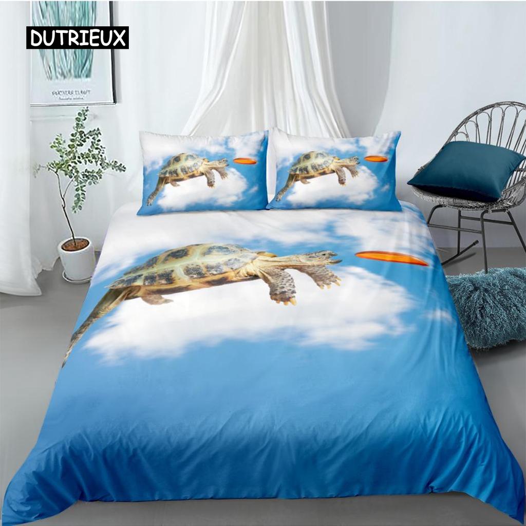 Комплект пододеяльников с изображением океана, двуспальный, размер Queen, полиэстер, морские животные, рыбы, черепаха и радужный цвет, коралловый принт, чехол для одеяла