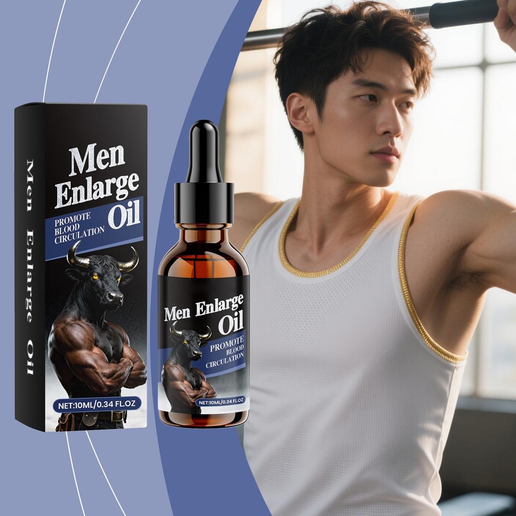 Men's Growth Boosting Oil Supports Blood Circulation And Skin Care. Mild Ingredients Nourish And Comfort The Body. Daily Massage Care Oil,10ML