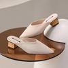Модные женские полутапочки Baotou весна-лето новые дышащие ленивые сандалии с острым носком на среднем каблуке