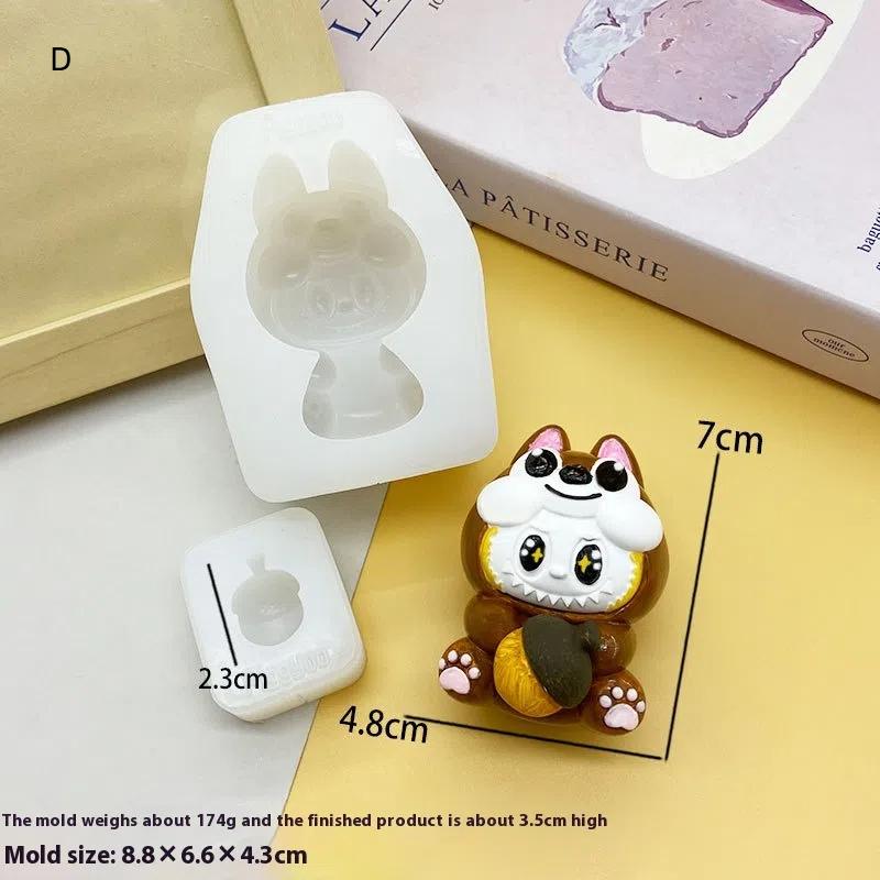 Cute Labubu Silicone Candle Mold Lion Animal Soap Paste Cement Casting Mold Diy Chocolate Ice Baking Tool