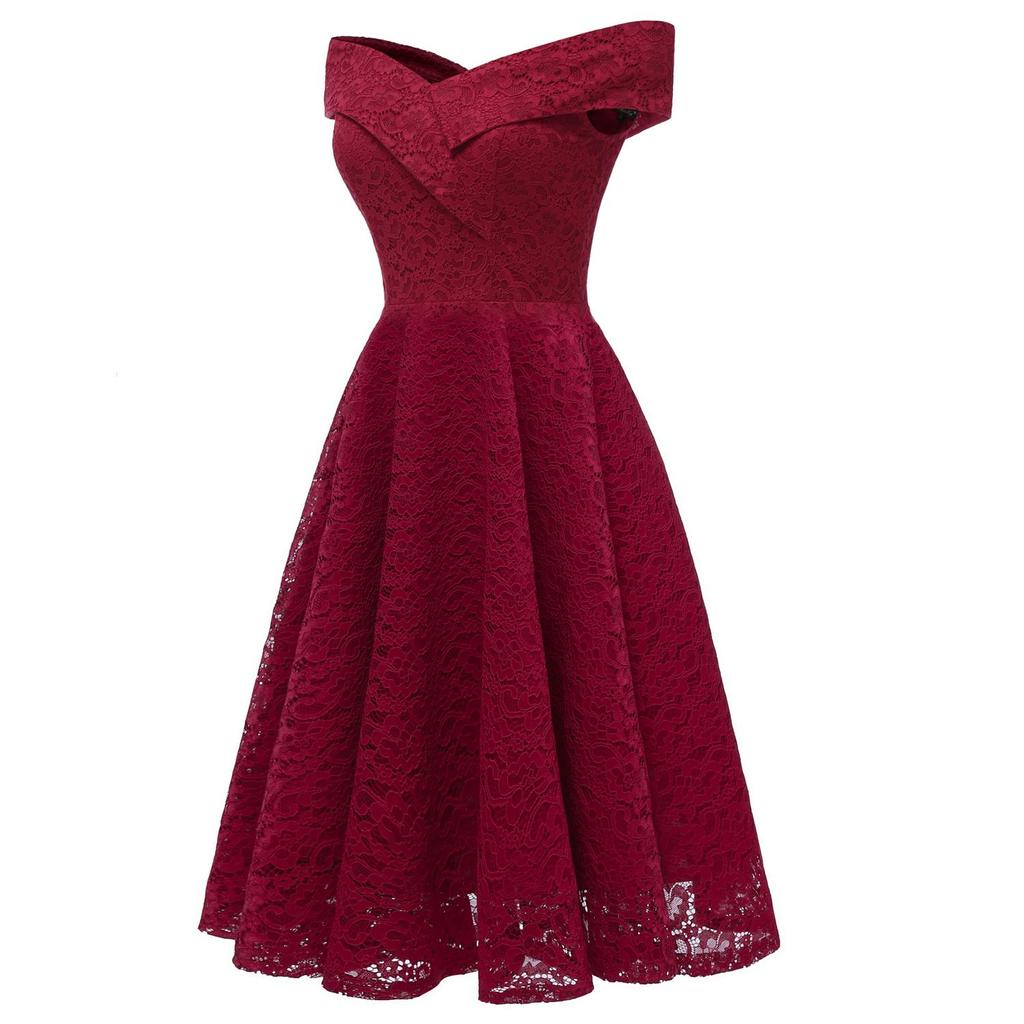 Платье женское Deer с запахом спереди, с открытыми плечами, в стиле бардо, с цветочным кружевом, миди-юбка-клеш, для выпускного вечера, коктейля, формальной вечеринки, наряда для подружки невесты, свадебного гостя, для особого случая