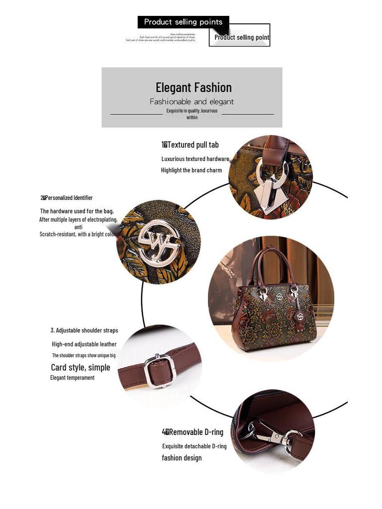 2025 Spring/Summer Large Genuine Leather Single Shoulder Bag for Middle-Aged Women – Light Luxury Brand