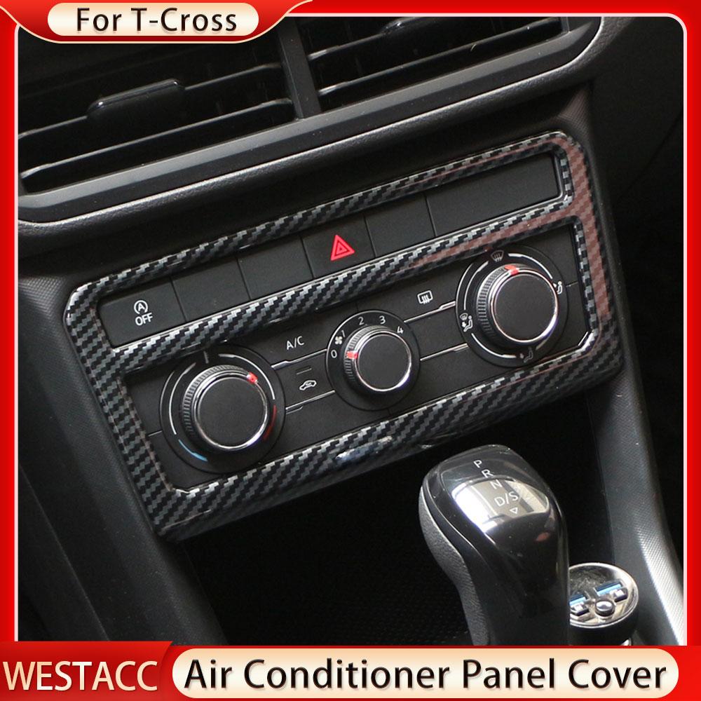 Углеродное волокно, кнопка кондиционера для автомобиля, ручка переменного тока, панель, наклейка, накладка для Volkswagen VW T-Cross Tcross 2018-2023